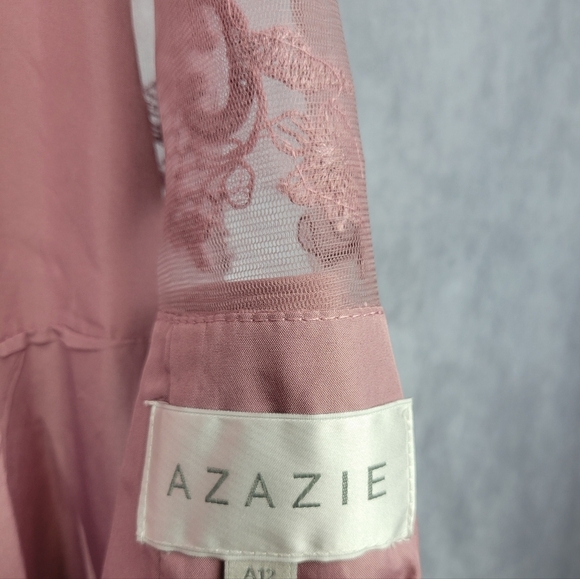 Azazie NaeemRosette A-Line V-Neck Ruffle Chiffon Dress Size 12‎ - Picture 12 of 15